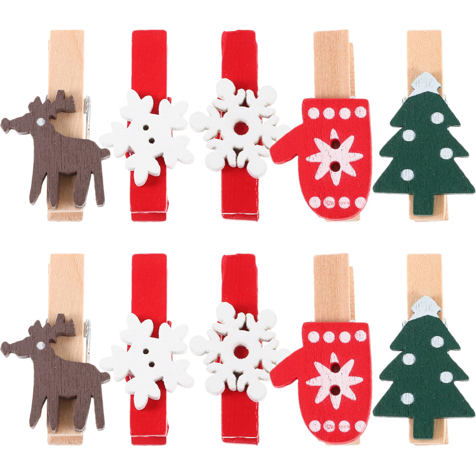 FRCOLOR 625 Stück Weihnachts Fotoclips Kleine Holzklammern mit Eisen für