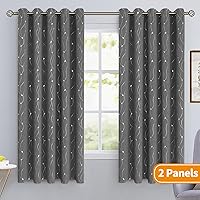 Vista 375 de BGment Room Darkening Curtains 95 Inches Long, Grommet Thermal Insulated Blackout Curtains with Wave Line and Dots Printed for Bedroom, 2 Panels