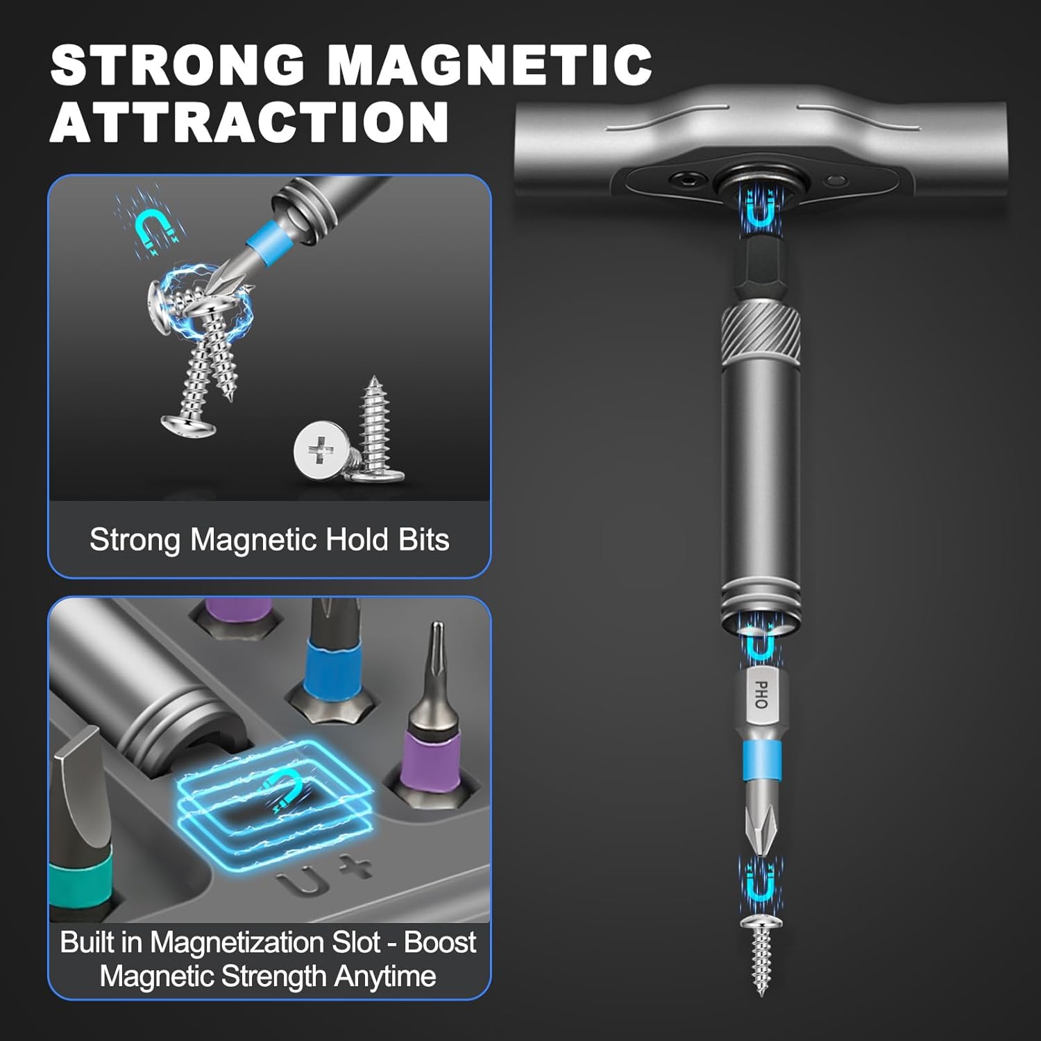 42 in 1 Magnetic Screwdriver Set, Multi Bit Magnetic Ratcheting Screwdriver Set with Detachable Ratchet Handle, Repair Tool Kit for Bicycles, Watch, Ring Doorbell, Computer, Eyeglass and Furniture
