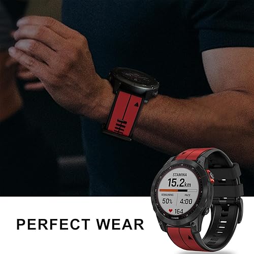 Miniatura 7 de Abanen Correa de reloj de silicona de ajuste rápido de 0.866 in para Garmin Insintct 2  Forerunner 955  Fenix 7  Epix 2  Fenix 6  Fenix 5, correa