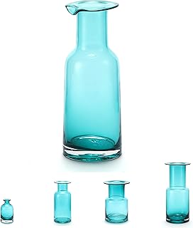 Glass Vase for Flowers, Clear Blue Green, 7.7...,