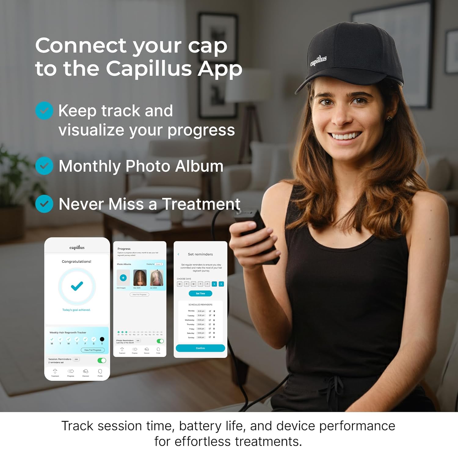 Capillus Pro S2 Red Light Cap For Hair Regrowth,308 Laser Hair Growth Cap, Red Light Therapy Hat, Red Light Cap, Hair Red Light Therapy For Hair Growth, LLLT +Bluetooth Battery - Image 6