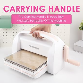 CraftGenes 9-Inch Die Cutting and Embossing Machine for Card Making, Pink | Space-Saving Foldable Side Panels; Hand Crank; No Electricity Required; A4 Plates, Dies, Folders; Scrapbooking, DIY Crafts