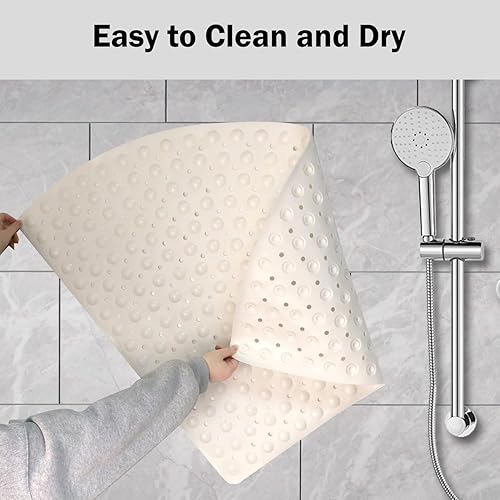 Miniatura 2 de Mrcrypos Tapetes de ducha esquineros de 31 x 31 pulgadas, con ventosas y agujeros de drenaje, tapete de baño antideslizante de secado rápido,