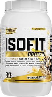 Nutrex Research IsoFit Whey Protein Powder Instantized 100% Whey Protein Isolate (30 Servings (Pack of 1), Bananas Foster)