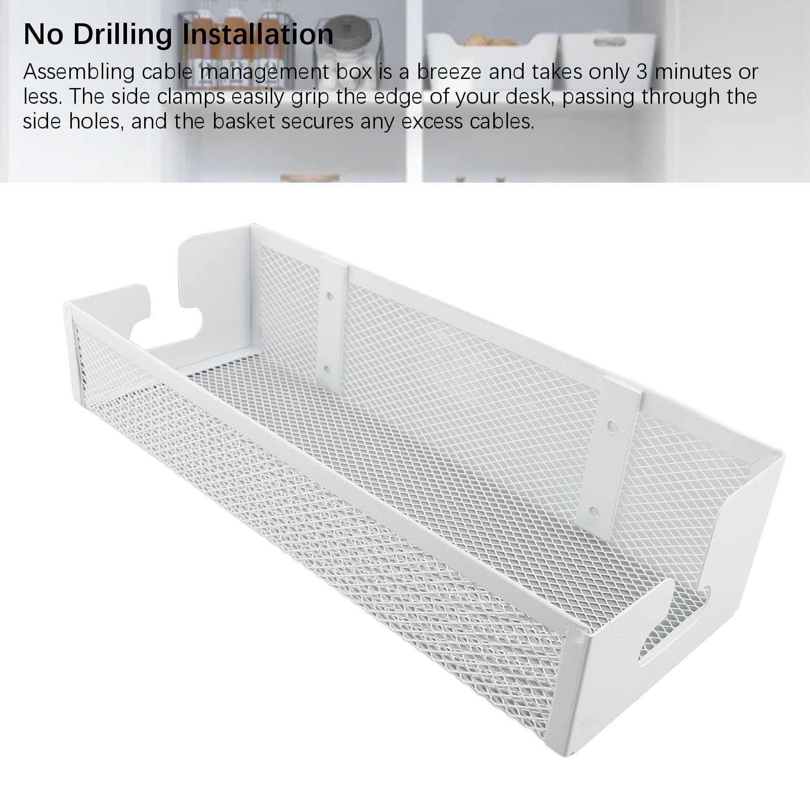 Bandeja de gestión de cables debajo del escritorio, conveniente para recoger y organizar cables, caja de gestión de cables para organizar cables, cables de alimentación