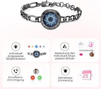 TOTWOO Single Distance Couple Bracelet - Vibration, Lights and Touch via Bluetooth, Romantic Gift for Him and Her