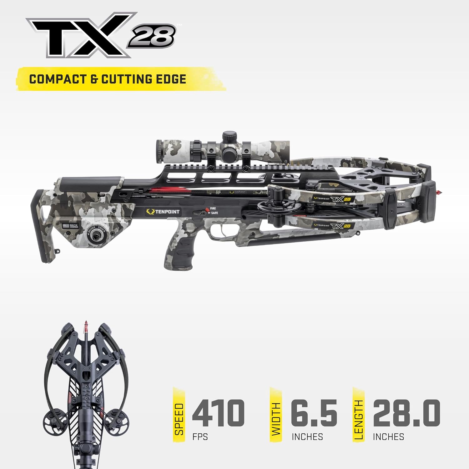 TX 28 Crossbow - 410 FPS - Equipped with 100-Yard RangeMaster Scope, ACUslide MAXX Cocking & De-Cocking System + TriggerTech Trigger