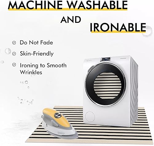 Miniatura 7 de KOZYFLY Alfombra a rayas negras y beige de 5 x 8 pies, lavable para interiores y exteriores, alfombra de algodón para patio al aire libre, alfombra