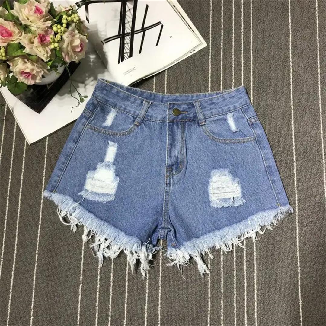 Women's Sexy Hollow Out Retro High Waist Loose Denim Shorts