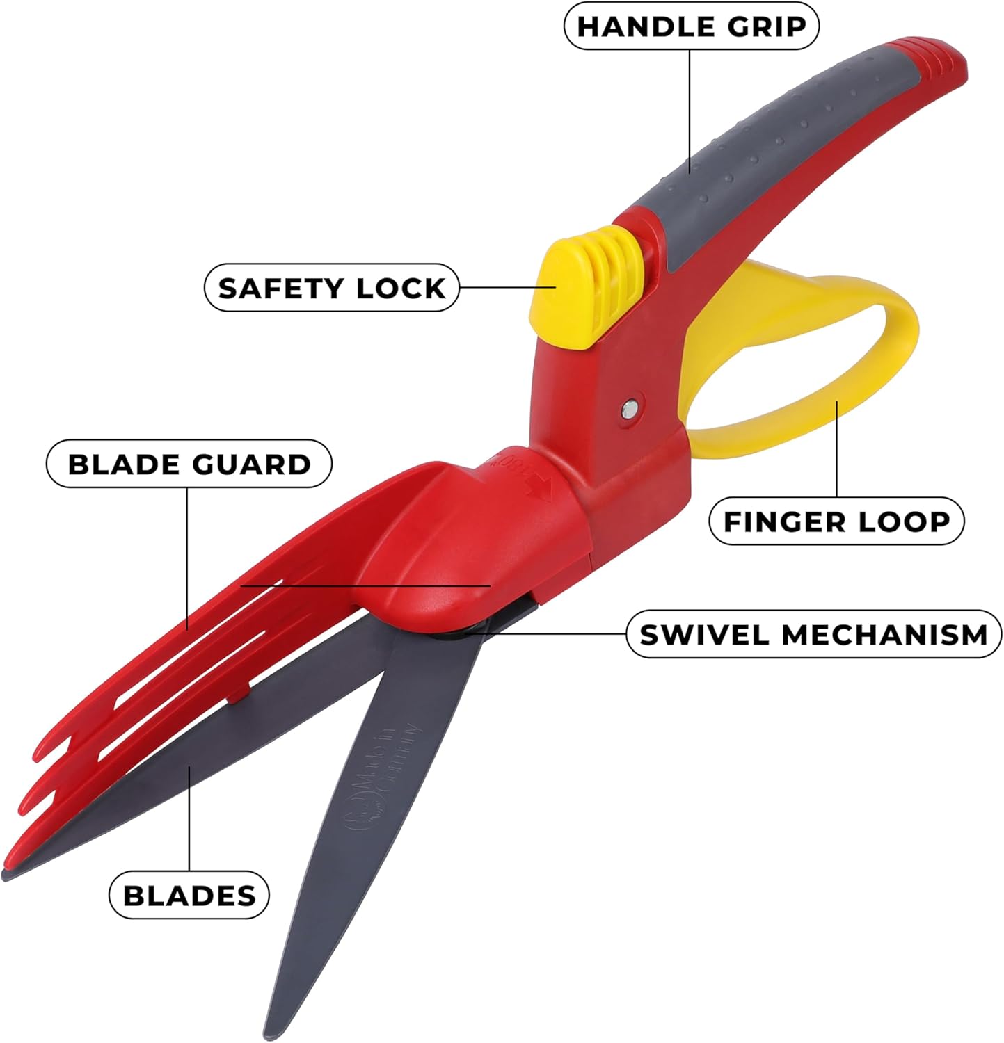 Wolf-Garten RIGC Professional Single Hand Grass Shears, Red, 39.2x2.47x2.5 cm