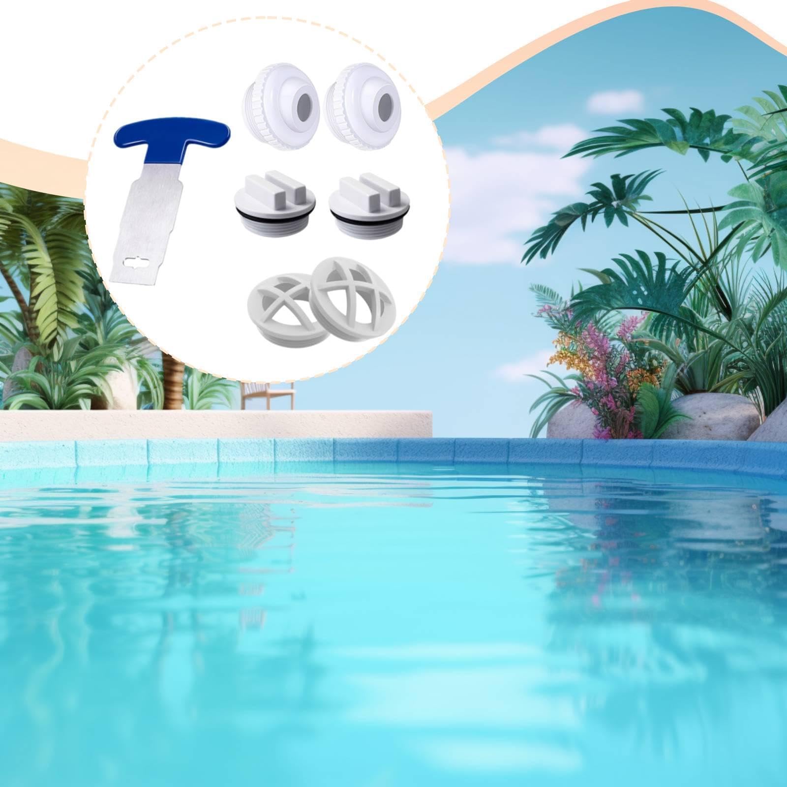 Juego de 7 Boquillas de para Piscina Reemplazables, Portátiles, de Y Prácticas. Herramienta de Desmontaje Incluida.