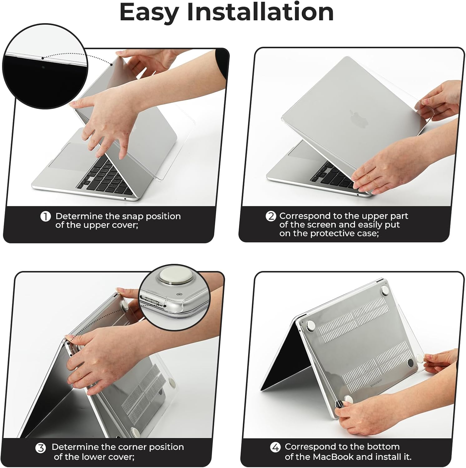 EooCoo Case Compatible with MacBook Air 13 inch M5 M4 M3 M2 2026-2022 A3449 A3240 A3113 A2681, 13.6" Hard Case Cover & Keyboard Skin & Screen Protector for Laptop Air 13.6 inch - Crystal Clear - Image 9