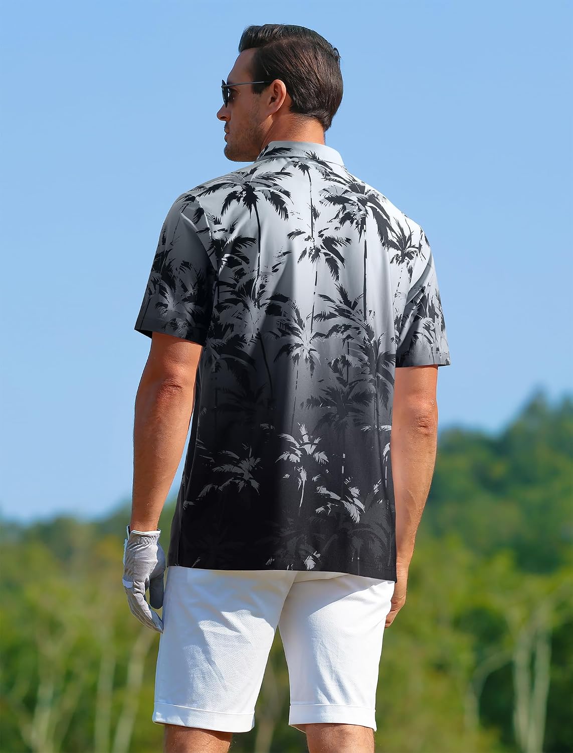 APTRO Golf Shirts for Men, Moisture Wicking Hawaiian Polo Shirts Dry Fit with Print and Short Sleeve