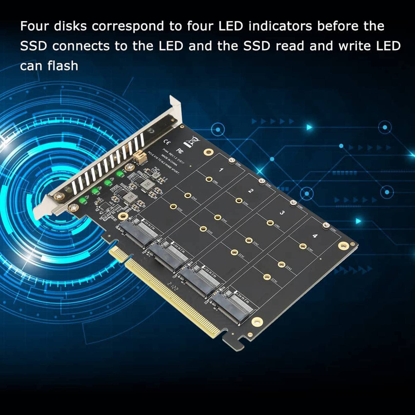 4X PH44 NVME 4-Dyskowa Karta Macierzy Karta Macierzy z Dzielonym Sygnałem PCIE