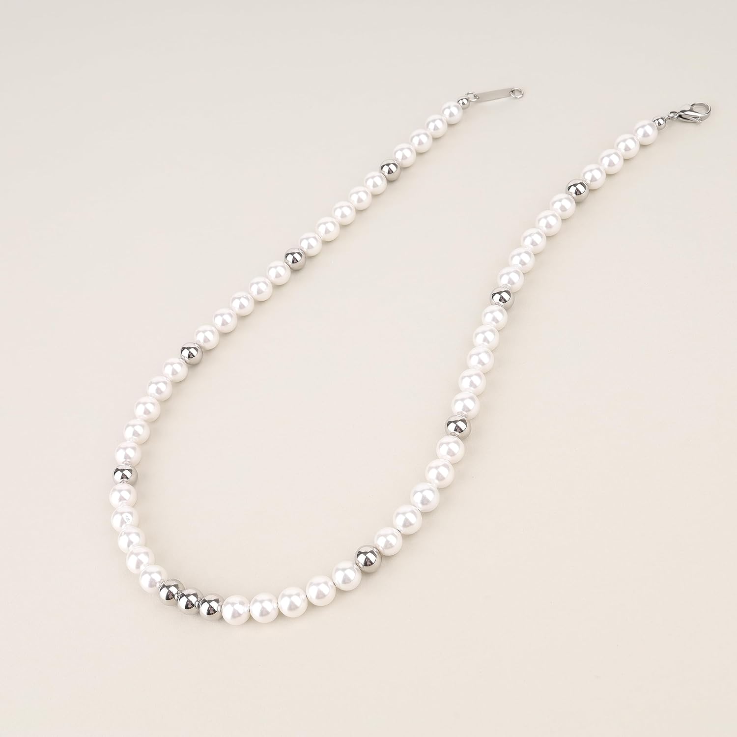 GAVU Men's Pearl Necklace, Pearl Jewelry Crystal Beaded Necklace for Men 20"/22"/24"/26" - Image 6