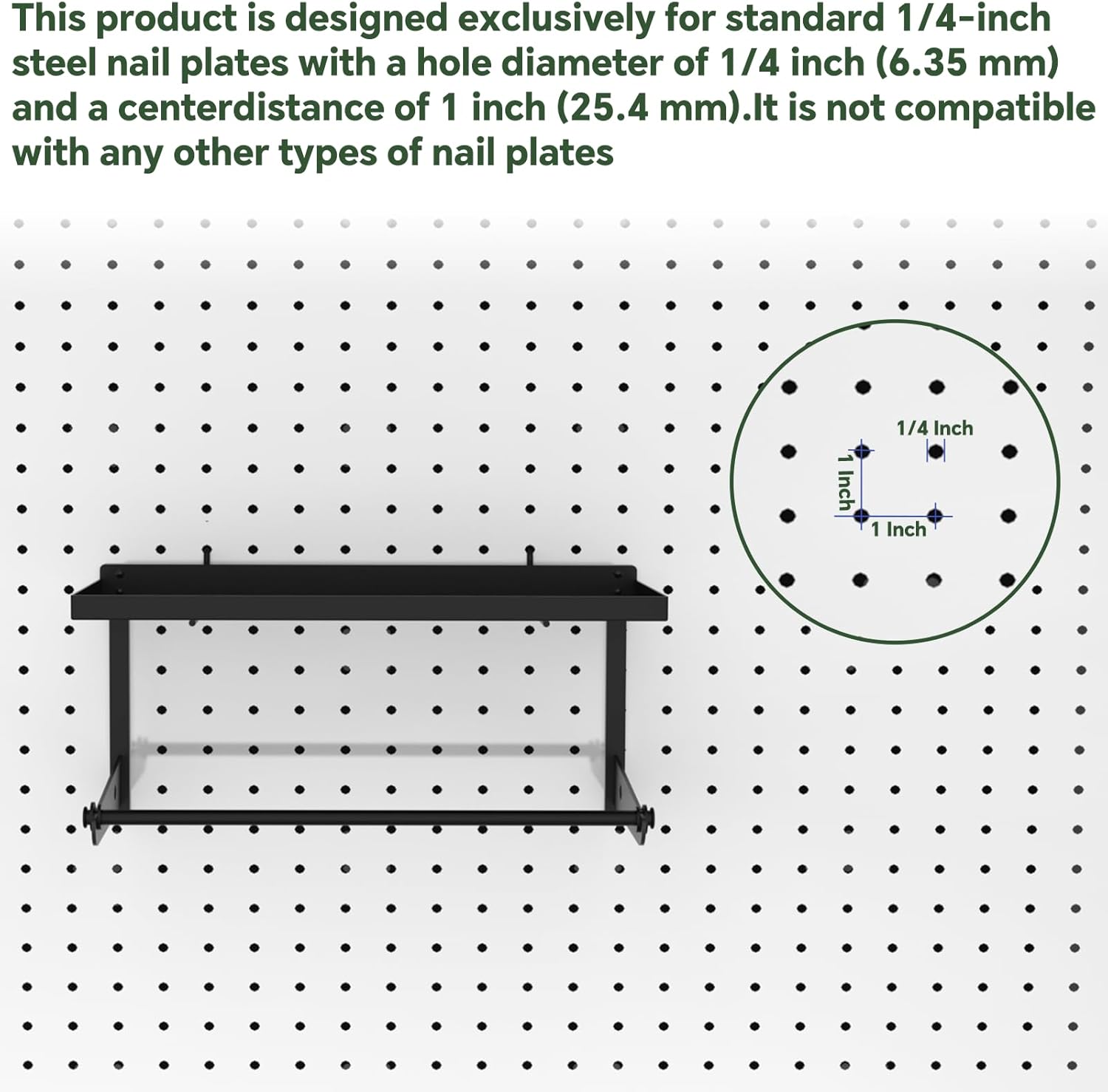 2 Pack Paper Towel Holder for Pegboard, Pegboard Paper Towel Holder with Shelf, Heavy Duty Peg Board Accessory, Pegboard Accessories for Garage, Workbench, Laundry or Craft Room Organization