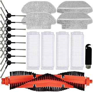 QAQGEAR Brush Filter Accessories for Xiaomi Robot Vacuum Mop Pro STYTJ02YM, for Viomi V2 P V-RVCLM21B Robot Vacuum Cleaner Replacement Parts, 1 Main Brush, 8 Side Brush, 4 Filter, 4 Mop Cloth (18Pack)