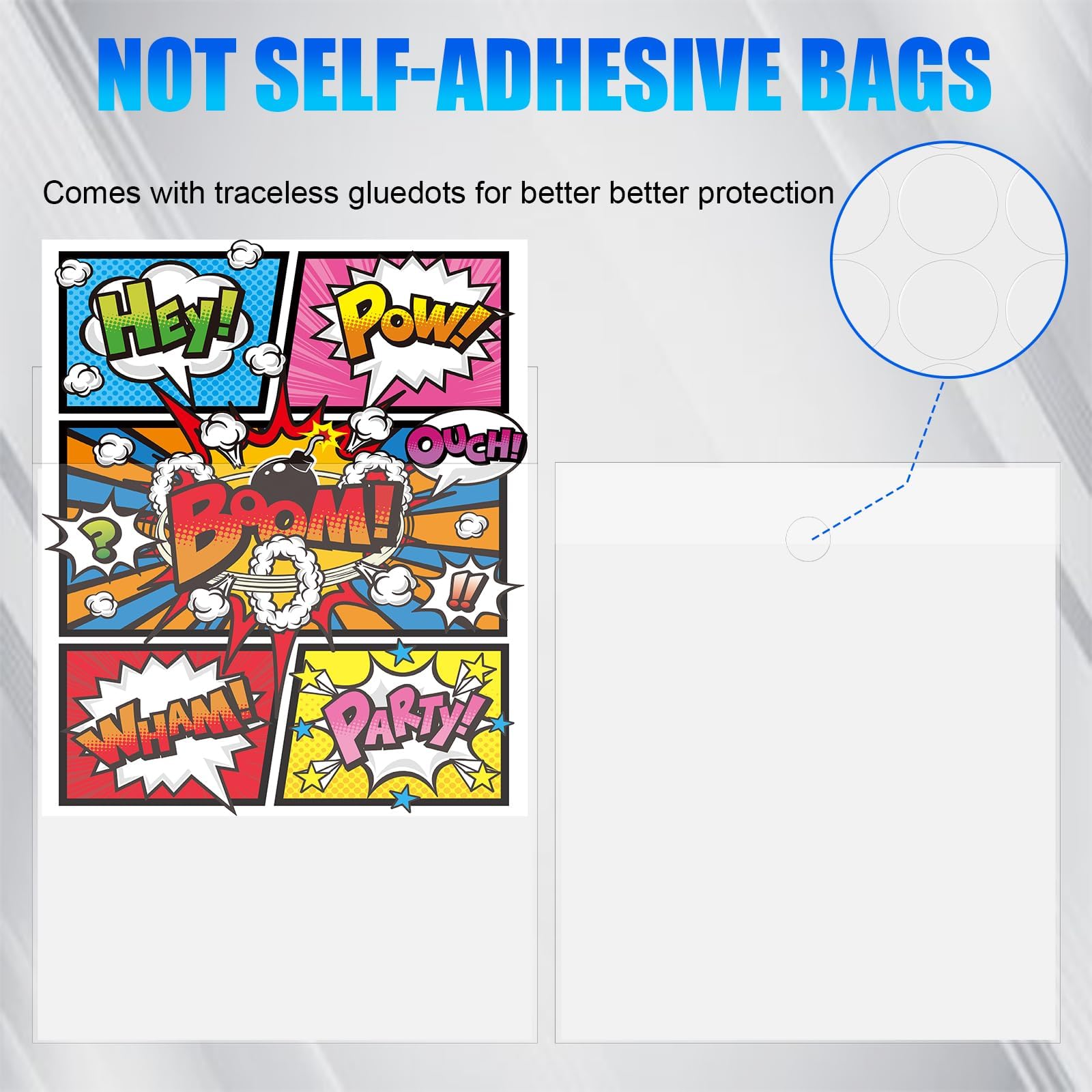 100 Pack Current Comic Book Bags and Boards, 6.87" x 10.5" Acid-Free Comic Book Sleeves, Clear Protector Sleeves for Comics (100 Comic Book Bags+100 Comic Book Boards)