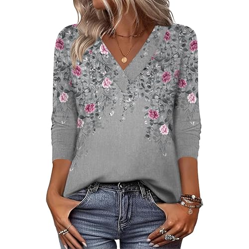 Zeagoo Women Long Sleeve Tops Dressy Casual V Neck Tshirts Basics Tee 2025 Fall Trendy Clothes