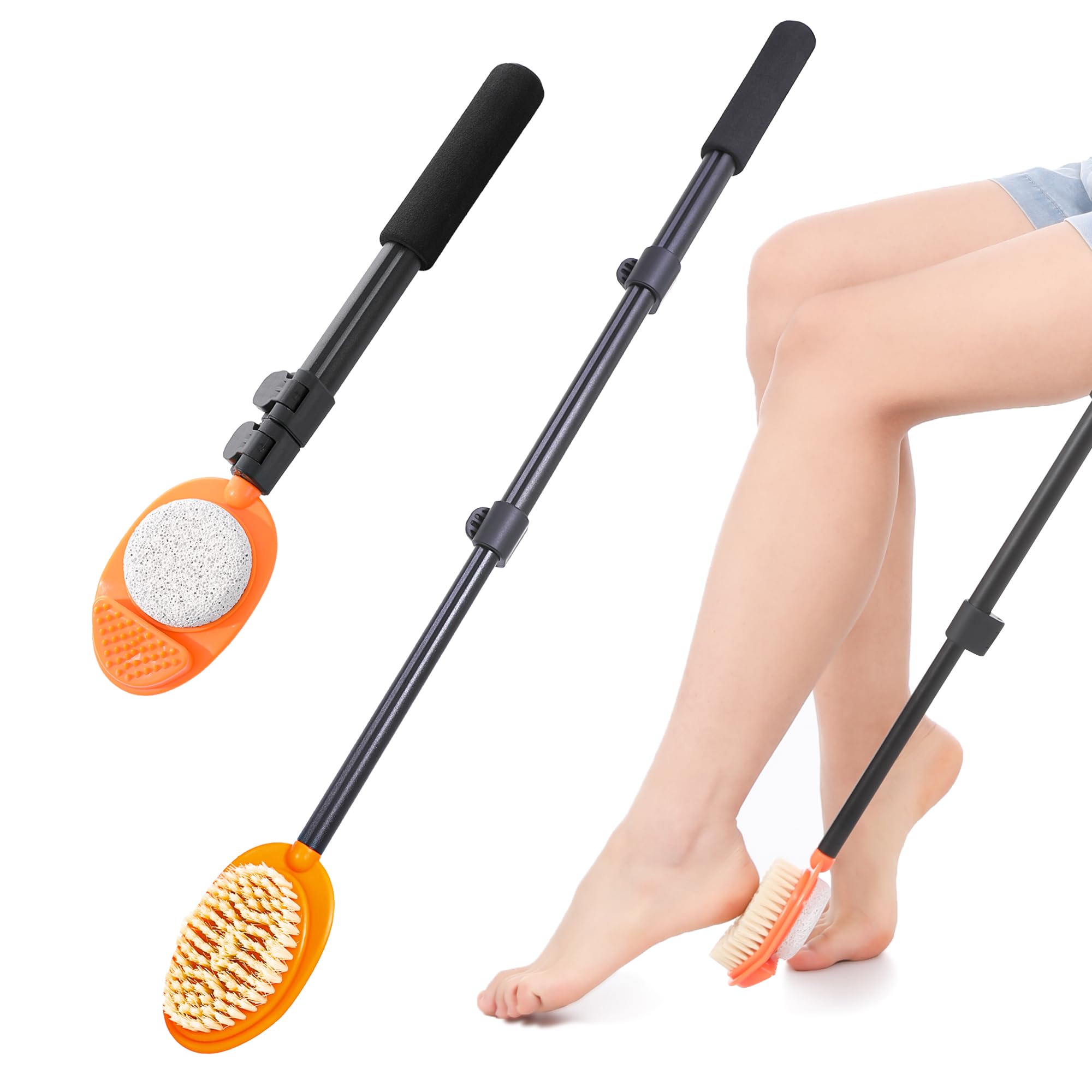 1 pièce pour enlever les callosités avec pierre ponce - Lime à pied 3 en 1 pour peaux durcies ou sèches - Brosse à pied rétractable à long manche 38-70 cm