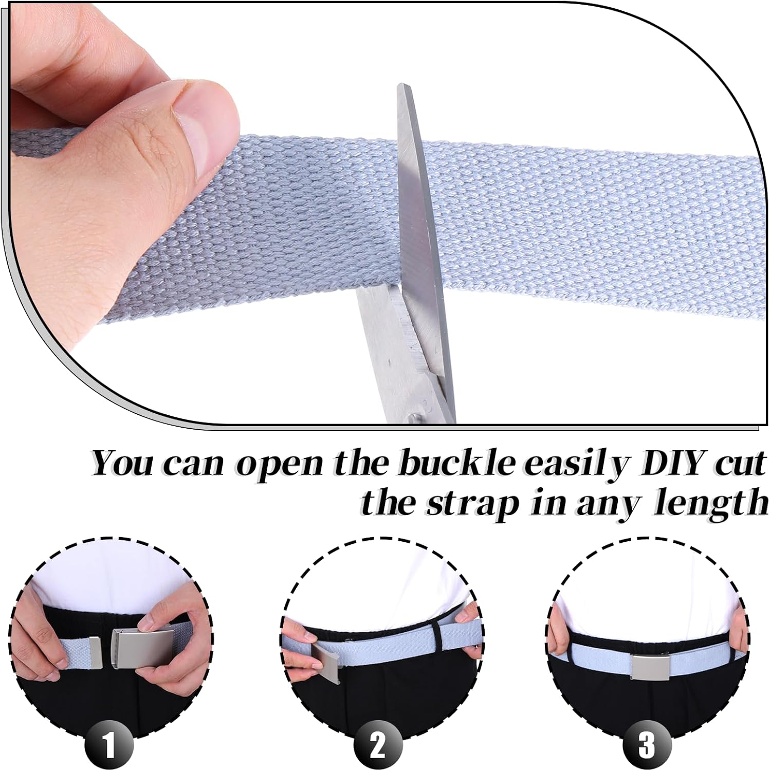 Giantree 6 Pack Golf Belts for Men, Adjustable Nylon Web Belt Size up to 55" 6 Color Solid Alloy buckle Men's Golf Web Belt - Image 4