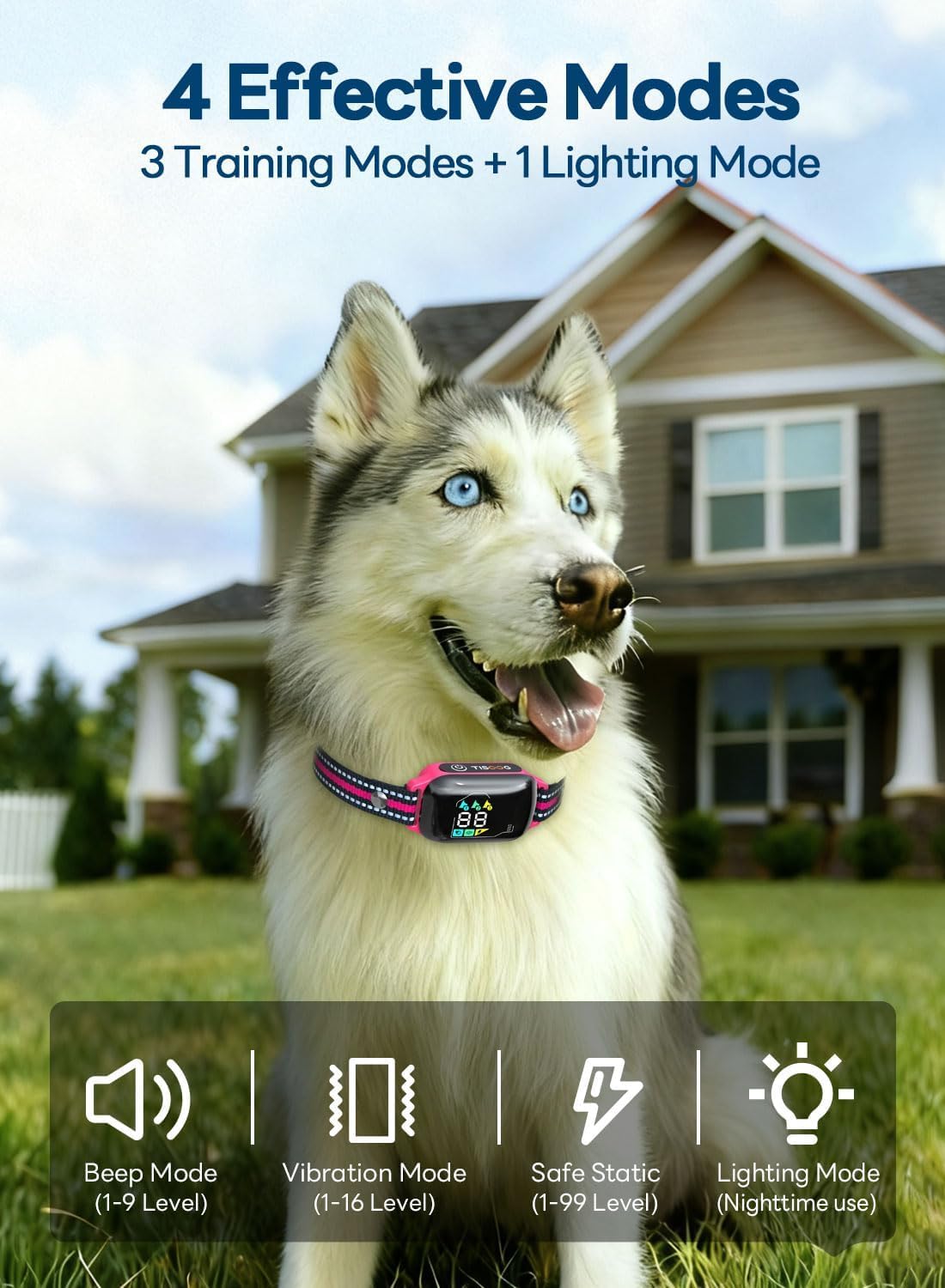 Dog Training Collar with Remote - 3300ft Long Range, IPX7 Waterproof, Rechargeable E-Collar with 4 Training Modes & Security Lock for Small, Medium and Large Dogs (Hot Pink)