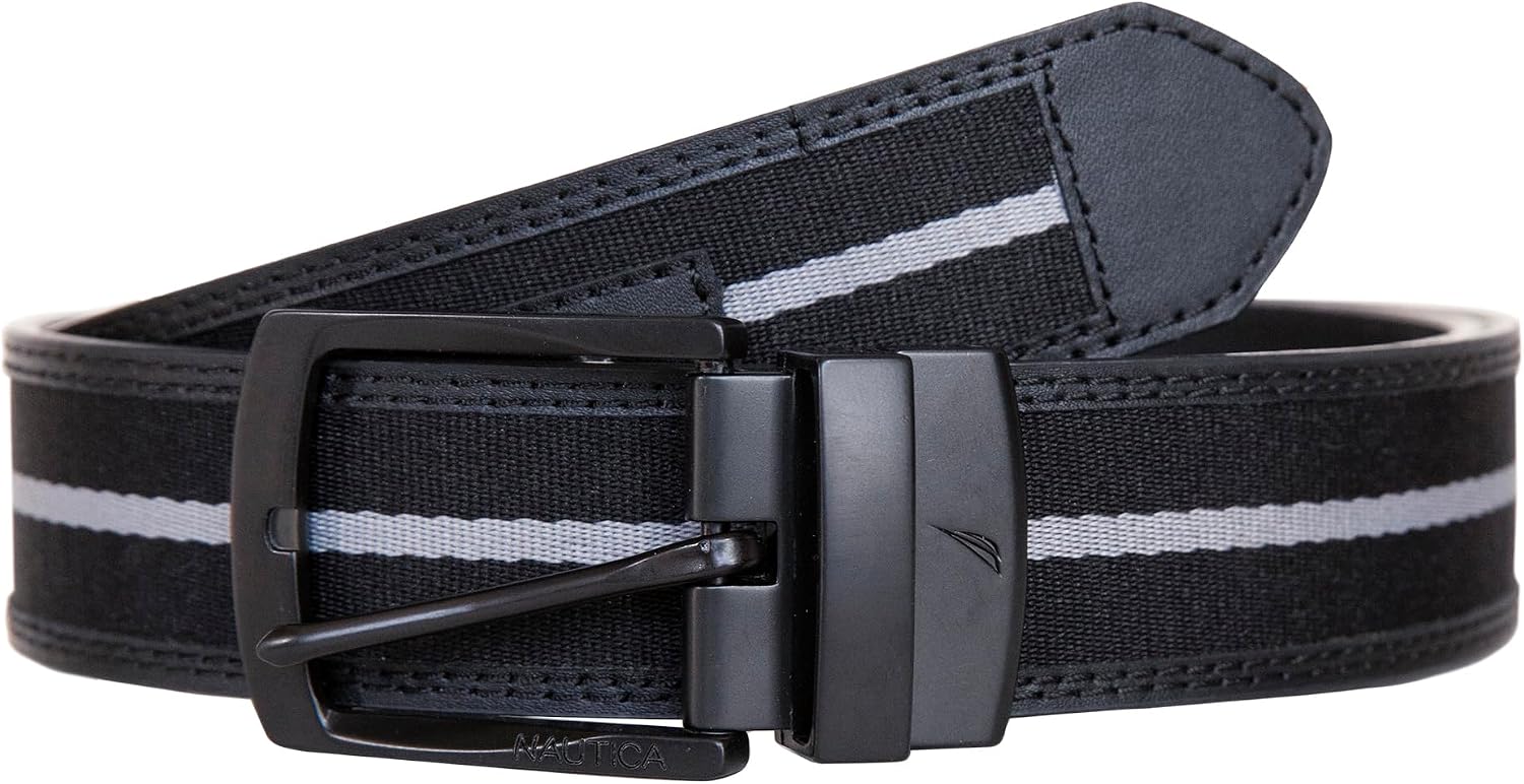 Nautica Men's Reversible Leather Belt | 2-in-1 | Classic | Everyday | Business | Work | Dress | Casual | Metal Buckle
