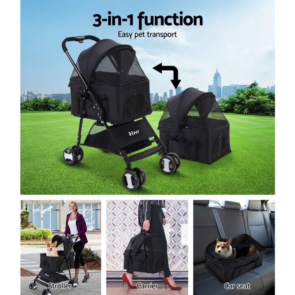 Pet Strollers Pet Stroller Four-Wheel Pet Stroller Folding Pet Stroller Lightweight Pet Stroller Outdoor Pet Stroller Pet Stroller Medium(G,Medium)