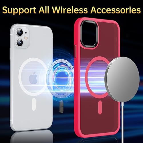 Miniatura 7 de Funda magnética para iPhone 11, probada en caídas de grado militar compatible con MagSafe a prueba de golpes, translúcida y dura, suave funda