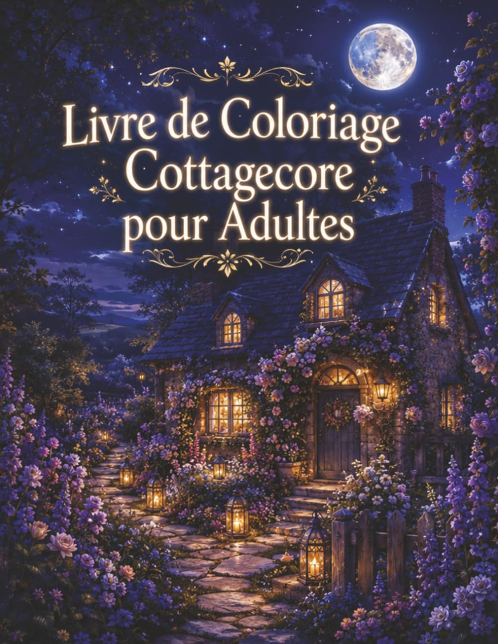 Livre de Coloriage Cottagecore pour Adultes: 50 illustrations champêtres, jardins fleuris, maisons cosy et scènes relaxantes à compléter
