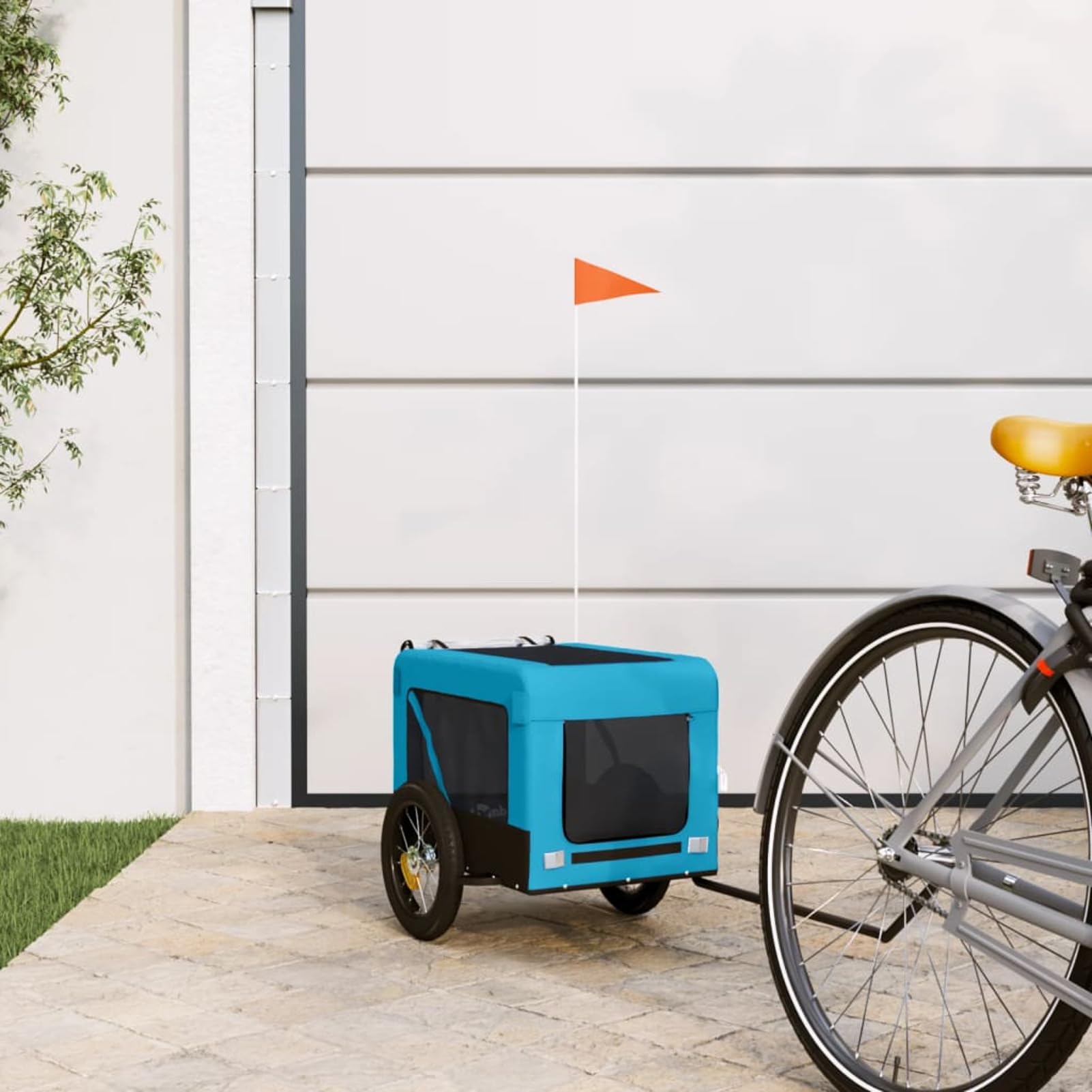 Vopese Pet Bike Trailer, Foldable Pet Pushchair with Sturdy Iron Frame and Durable Oxford Fabric for Dogs and Small Pets Cycling Outdoors
