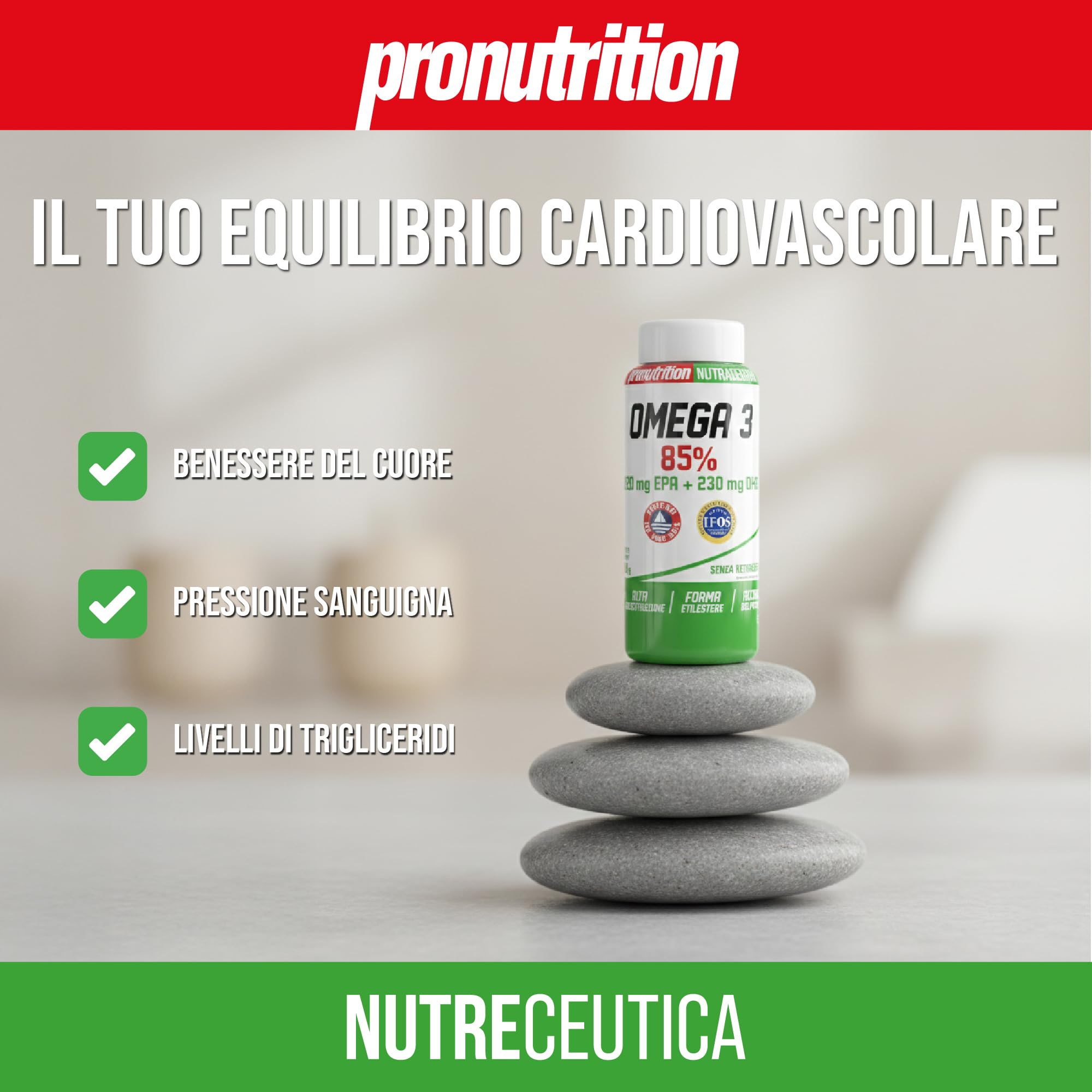Pro Nutrition Integratore Omega 3 Puro 85% (210 Softgel) con 520mg EPA + 230mg DHA per Cuore, Cervello e Benessere Cellulare