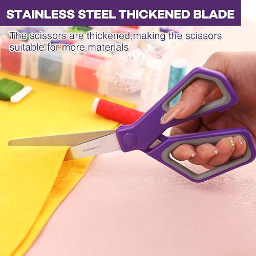 Miniatura 3 de Paquete de 18 tijeras de 8 pulgadas para todo uso, tijeras resistentes con cuchillas ultra afiladas, asas de agarre cómodo, para oficina, hogar,