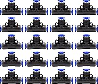 Vista 13 de 5 piezas de conector de reducción de tubo en T neumático con forma de T de 3 vías de 10 mm x 6 mm x 10 mm, conector rápido de empuje en T