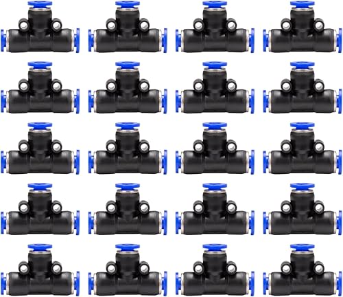 Vista 44 de 5 conectores reductores de tubo de 3 vías en forma de T de 0.394 in x 0.236 in x 0.394 in, empuje rápido para conectar la conexión en T Unión de 4