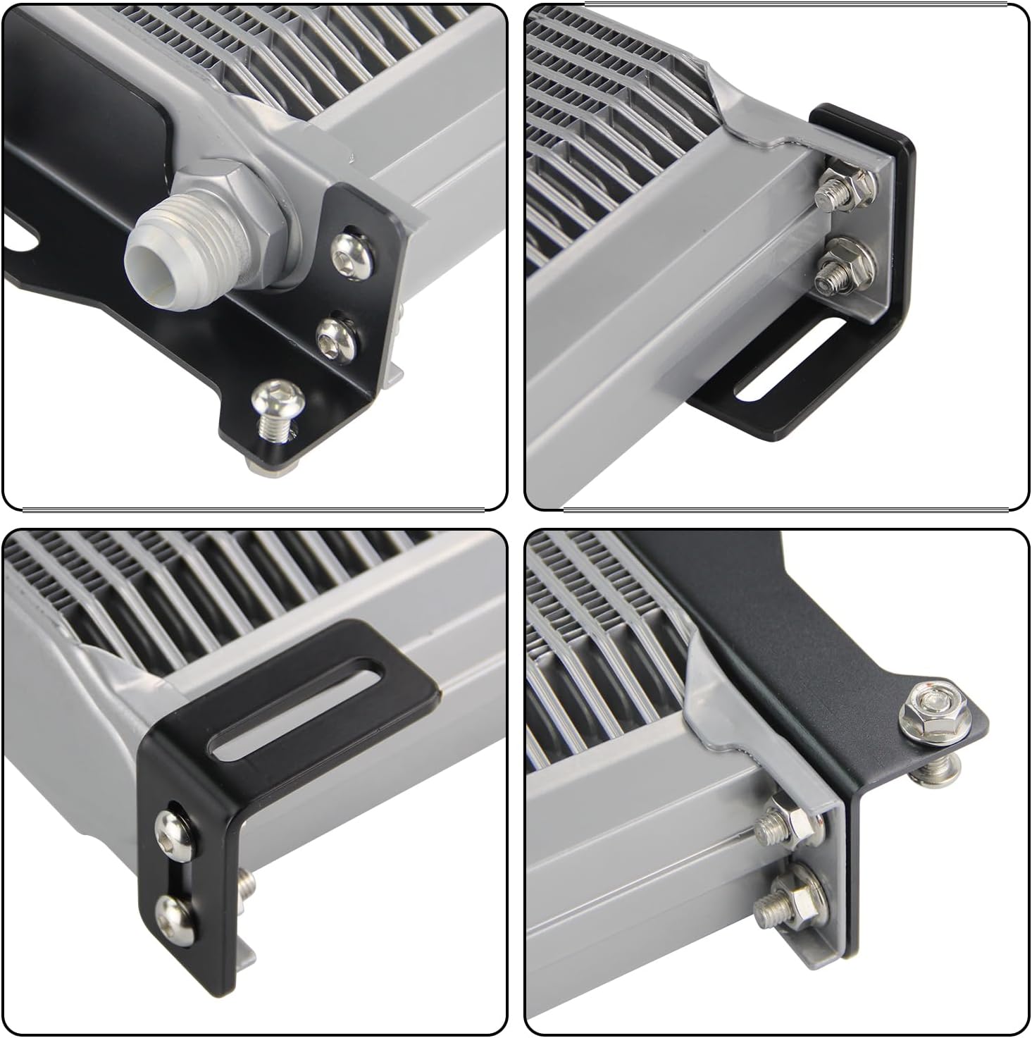 LR Universal 25 Row Oil Cooler with Mocal Mounting Bracket Kit AN10 10AN Oil Cooler Kit Aluminum Engine & Transmission Billet 248mm Silver