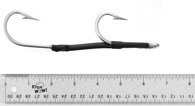 Stainless Steel 7691S Double Assist Hook Size 8/0 Big Game Tuna Wahoo Shark Stainless Steel Hook @ 0 Degree