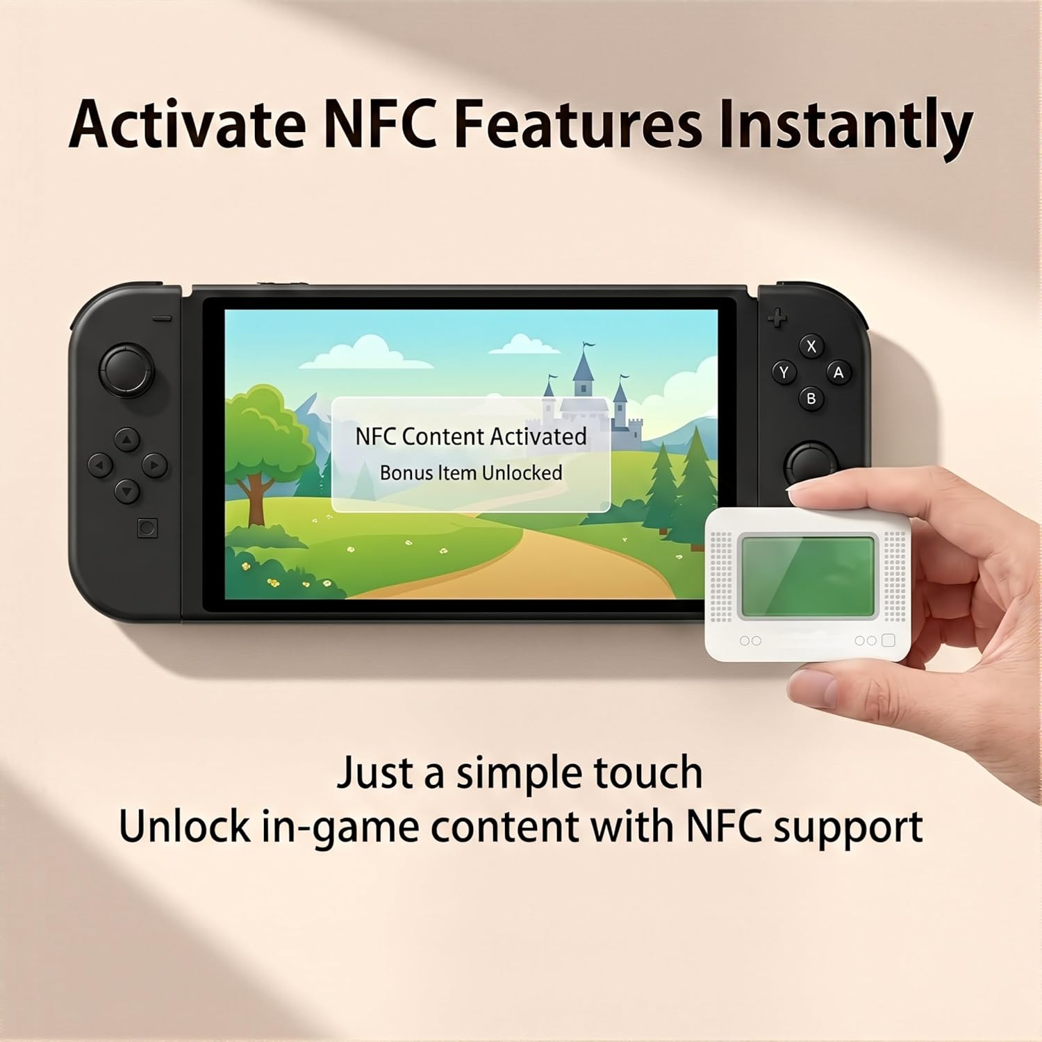 Allmiibo Smart NFC Emulator, Compatible with Switch/3DS, 50+ Games and 3000 NFC Data Storage, 1.2" OLED Screen