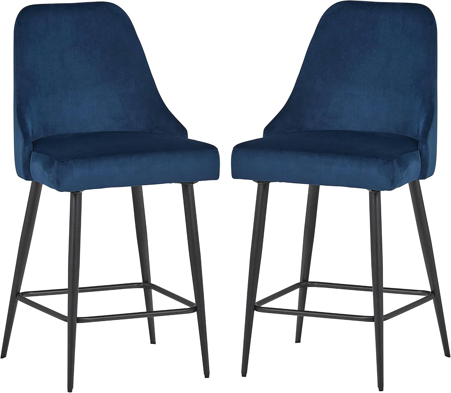Amazon Brand – Rivet Modern Counter-Height Barstool with Metal Legs, Set of 2, 39.5"H, Blue