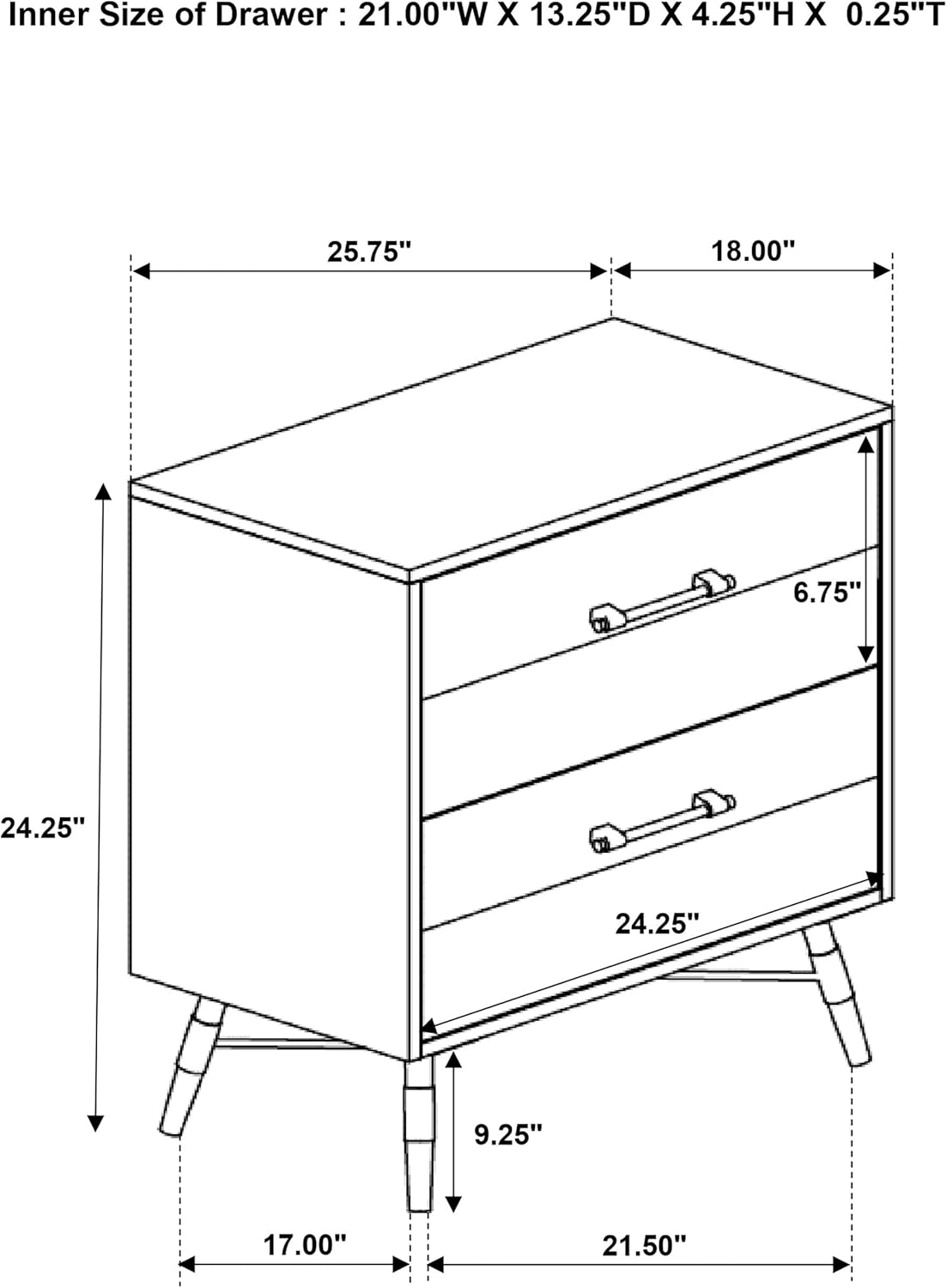 Coaster Home Furnishings Marlow Farmhouse Wood 2-Drawer Bedroom Nightstand Bedside Table Organizer Unit Rough Sawn Multi 215762