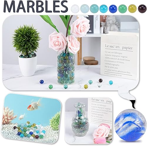 Miniatura 4 de Poplay - 50 hermosas canicas de jugador para juegos de canicas, varios colores (1 silbato gratis)