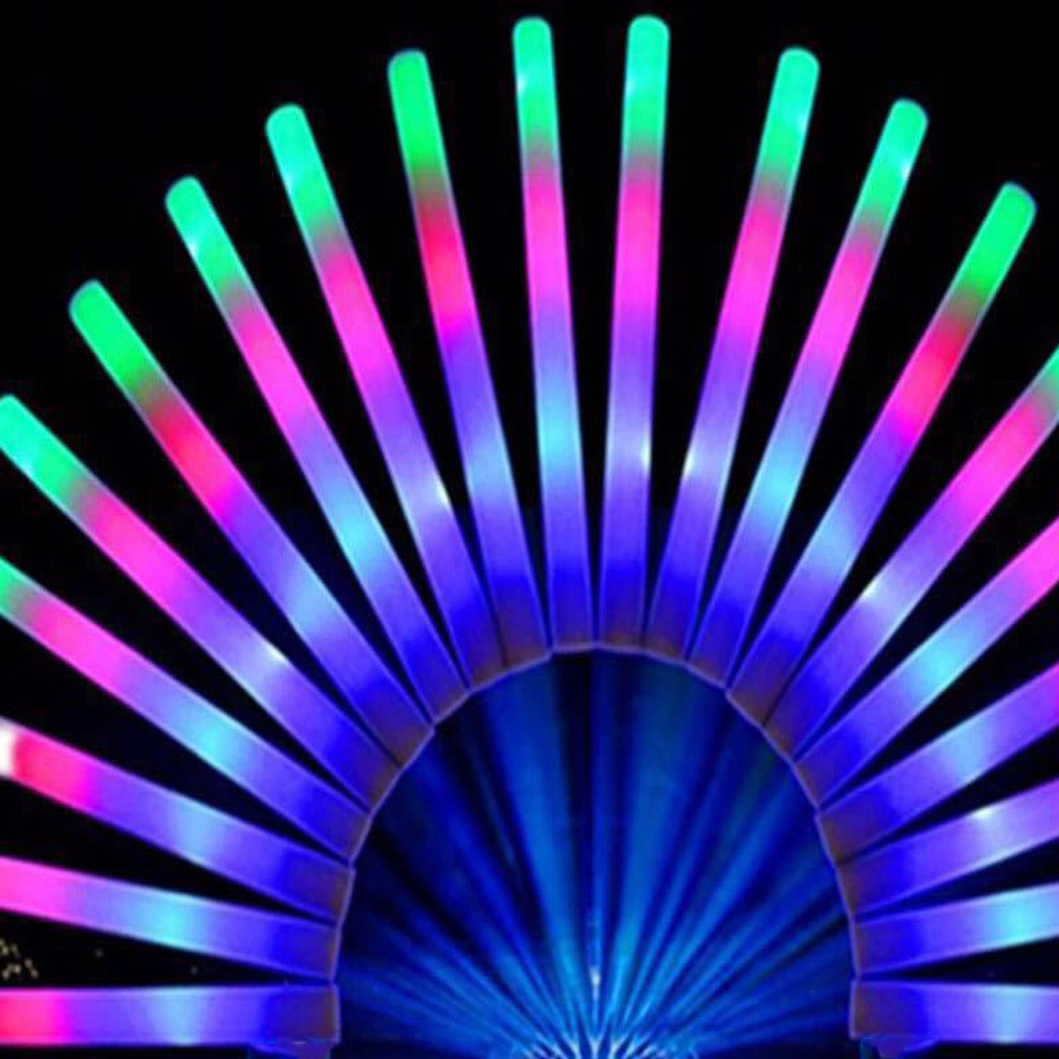 40Pcs Led Foam Sticks - Glow For Weddings Festivals Multi-Color With 3 Flashing Modes, Suitable Parties, And Celebrations.