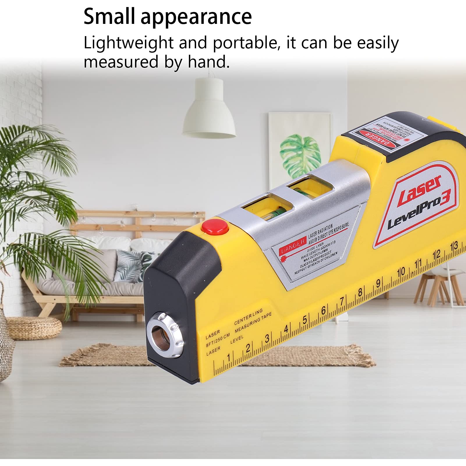 Télémètre Numérique Professionnel avec Règle de Niveau, Mesure de Distance Infrarouge, Ruban 250 cm