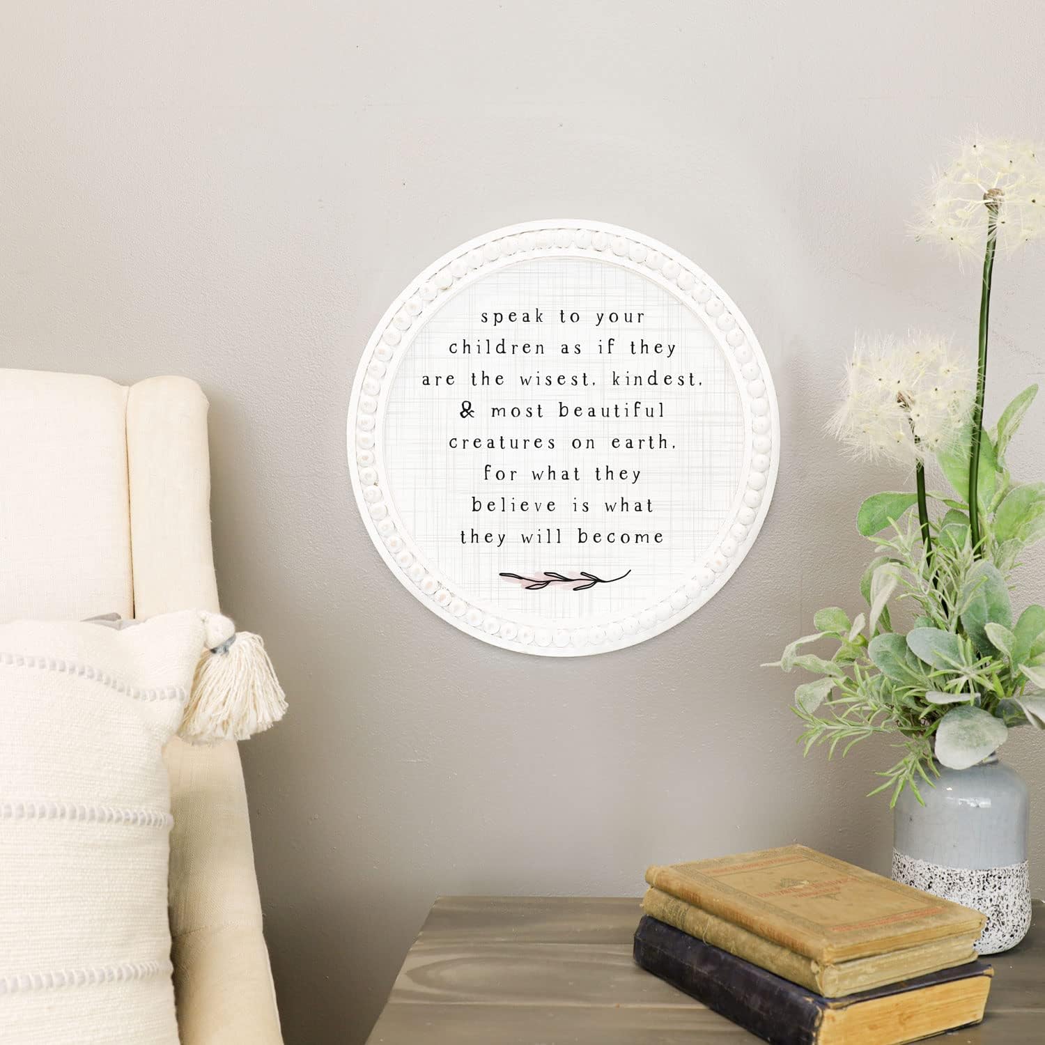 Simply Said, INC Beaded Frame Nursery Wall Art - What They Believe is What They Become - 14 x 14 inch Wood Sign - Baby Room Decor - Gift for New Mom - Baby Shower Gifts - Made in USA - BAO1064