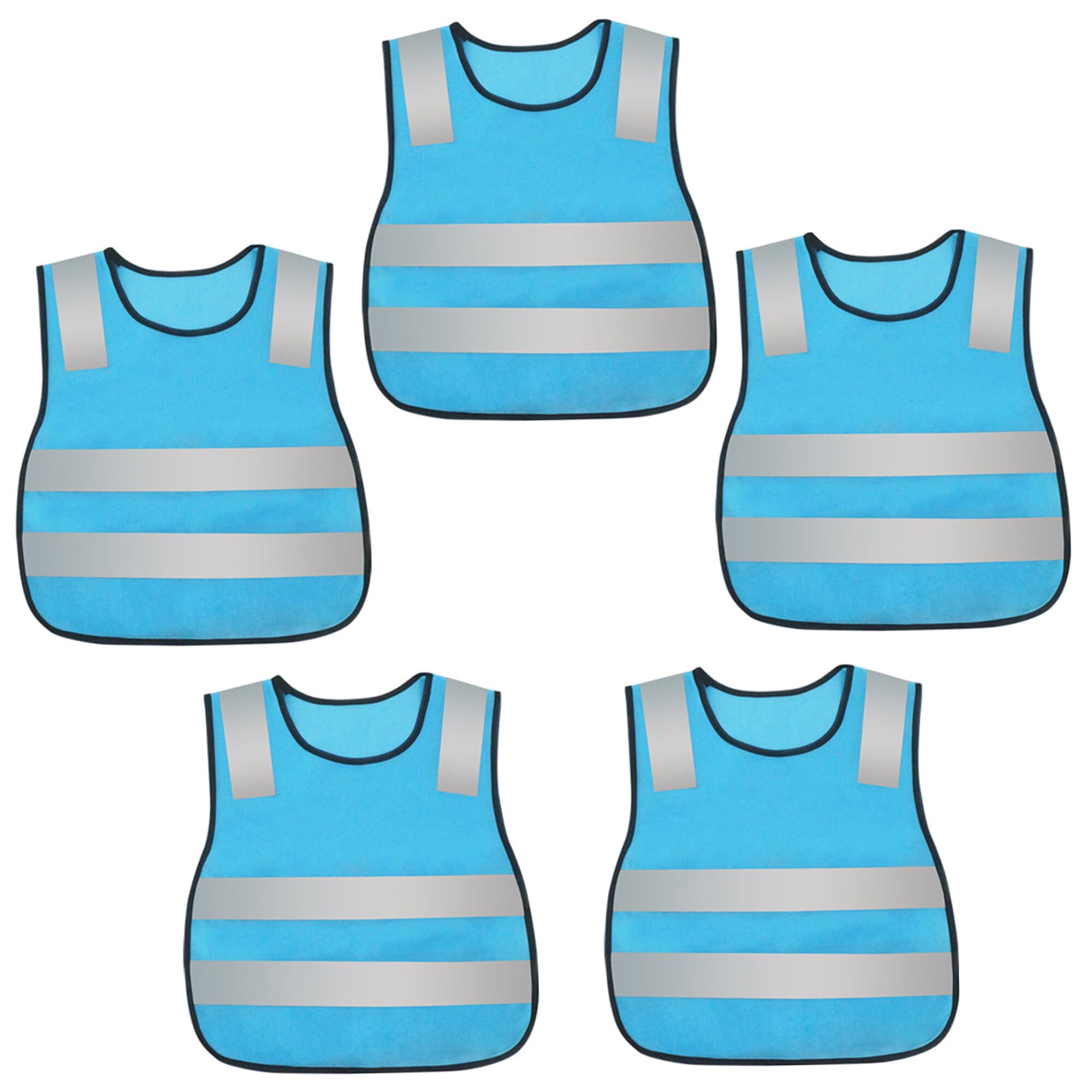Lightweight High Vis Waistcoat Coming Home from School Reflective Vest Running Cycling Overall Safety Tops Blue 5 Pack