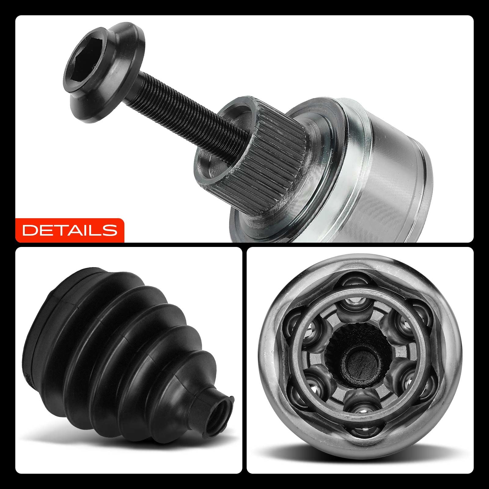 Frankberg Kit Giunti Semiasse lato ruota anteriore Compatibile con A4 8K2 1.8L 2.0L 2009-2015 A4 Allroad 8KH 2.0L 2009-2016 A5 8T3 2.0L 2011-2017 Q5 8RB 2.0L 2009-2017 Replace# 8R0498099