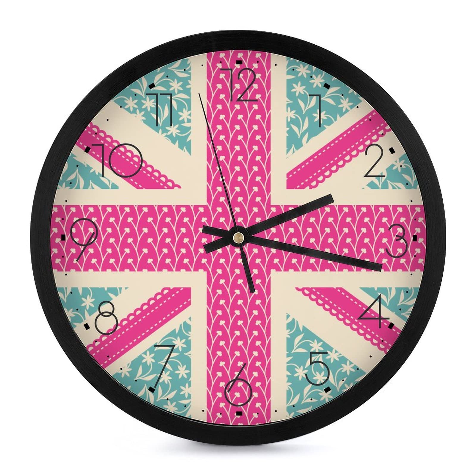 Pendule murale Union Jack moderne horloge silencieuse pour bureau et école