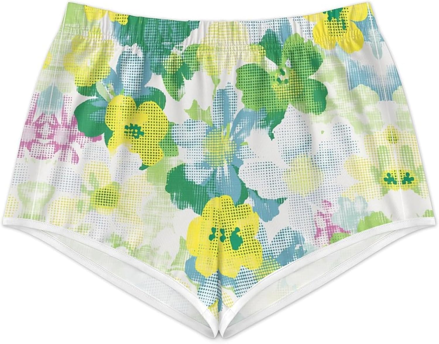 Watercolor Yellow Floral Novelty Floral Tropical Print Shorts Ladies Lightweight Loose Holiday Beach Shorts