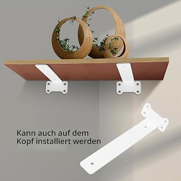 Pack of 4 Shelf Brackets White 150 mm Shelf Wall Brackets Shelf Brackets Shelf Brackets Wall Shelf Brackets Invisible Heavy Duty Angle for Wall Mounting Shelf Bracket